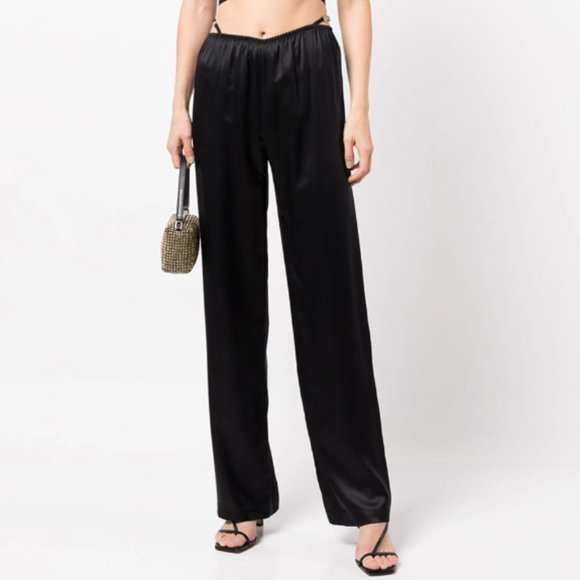 NEW Alexander Wang Crystal Thong Silk Wide Leg Pants Size S Women NWOT - Picture 3 of 9